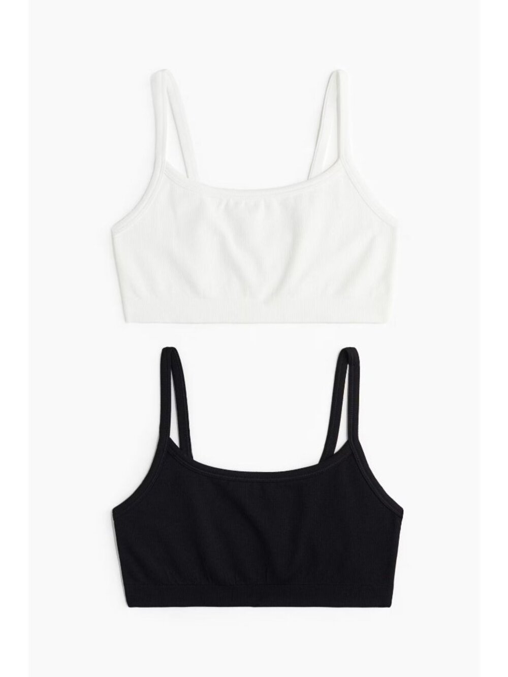 H&M 2-Pack Light Support Dry Move Sports Bras Black & White